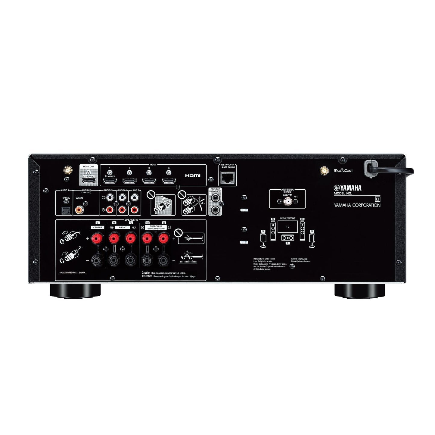 Yamaha NS 5.1 Home Theatre System with Yamaha RX-V4A 5.2 Channel AV Receiver - Black