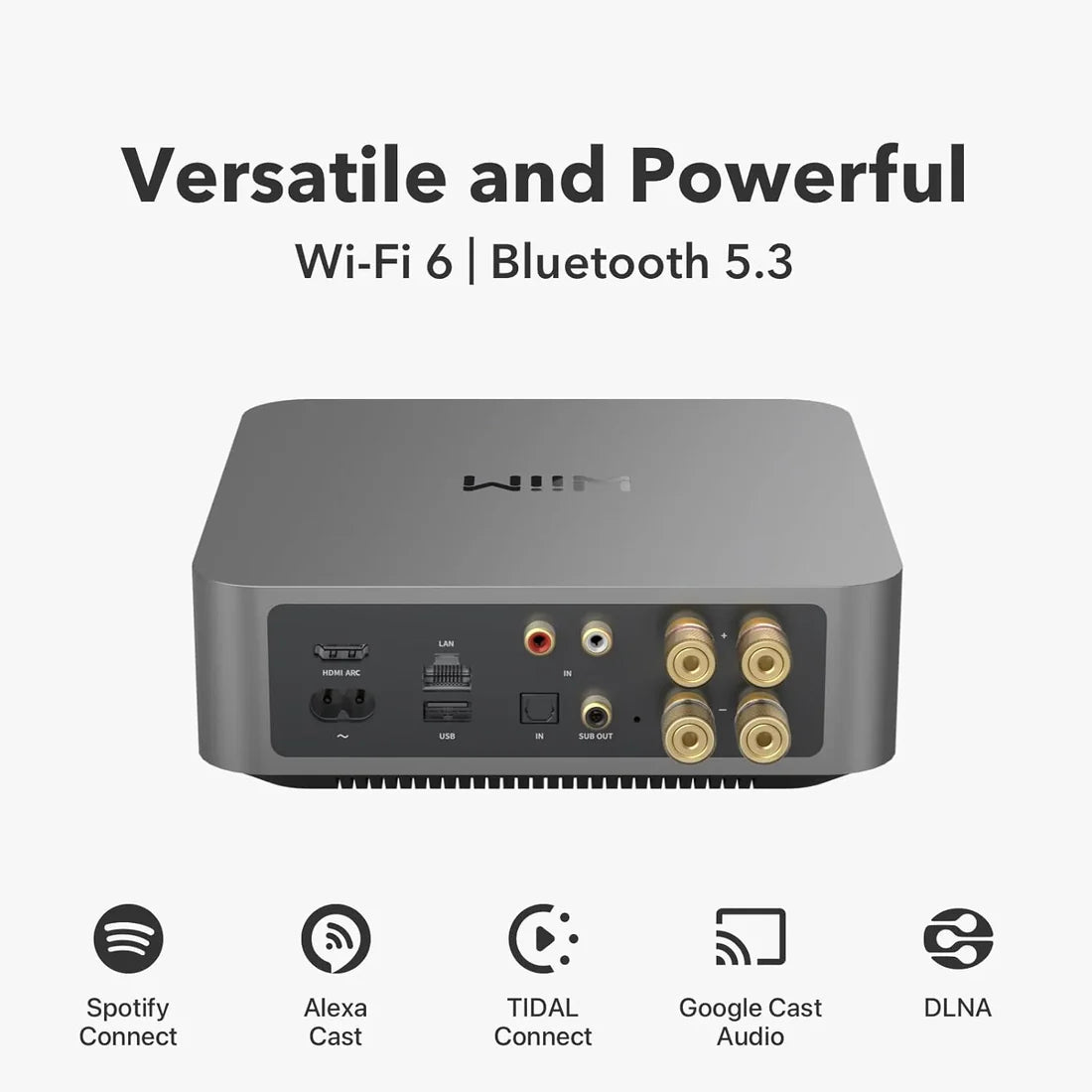 Monitor Audio Bronze 50 7G Bookshelf Speaker - Pair (Black) + WiiM Amp Pro Multiroom Streaming Amplifier (Silver)