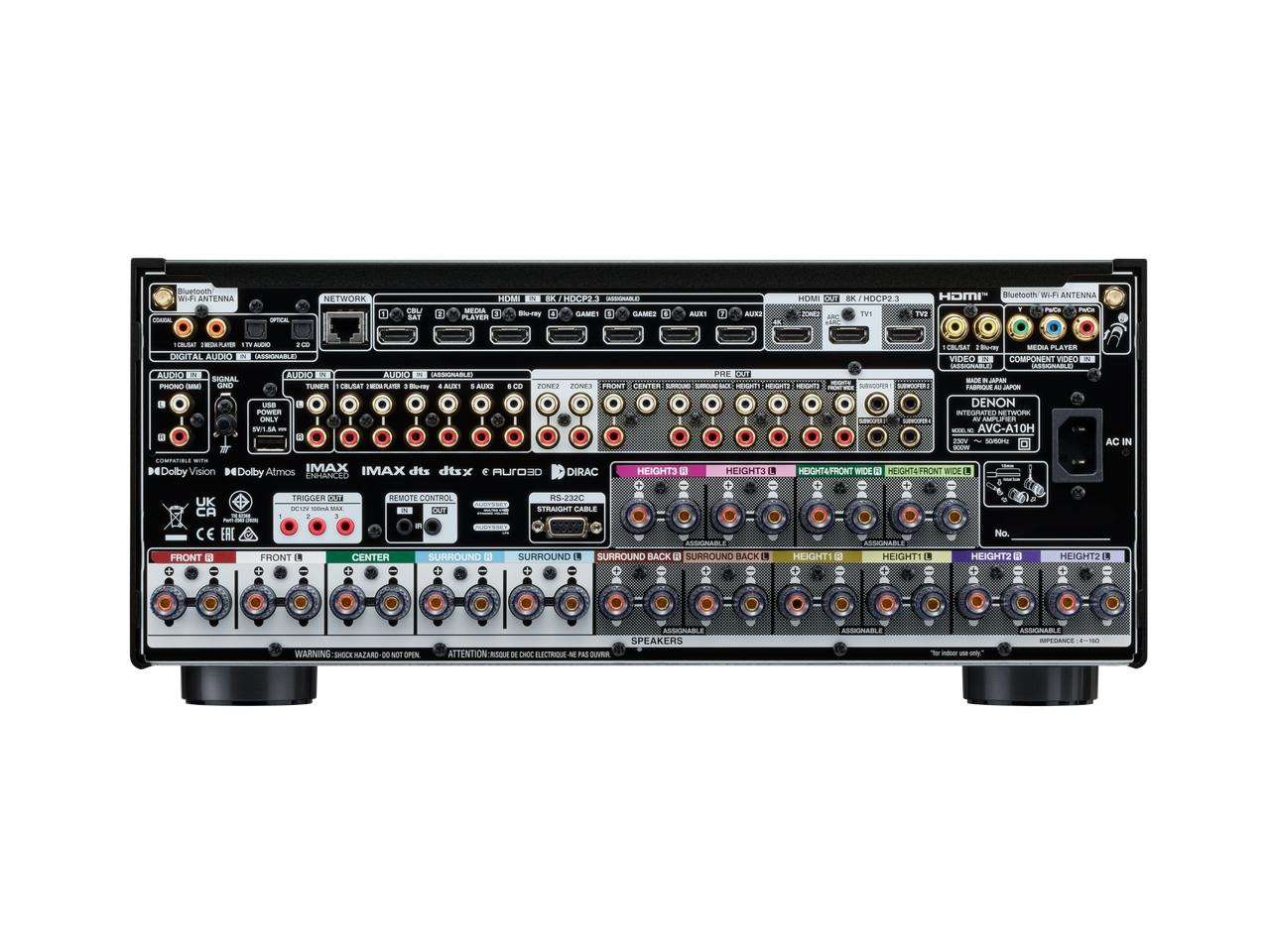 Denon AVC-A10H 13.4 Ch 150W 8K AV Receiver with HEOS Built-in - Black