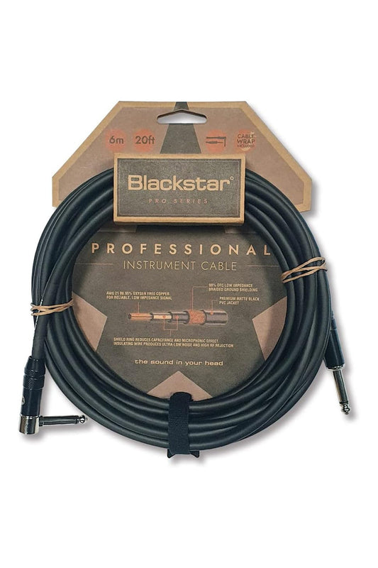 Blackstar Professional Instrument Straight to Angled Cable - 6m - Each
