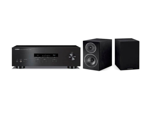 Yamaha R-S202 Stereo Receiver + Wharfedale Diamond 12.2 Bookshelf Speaker - Black