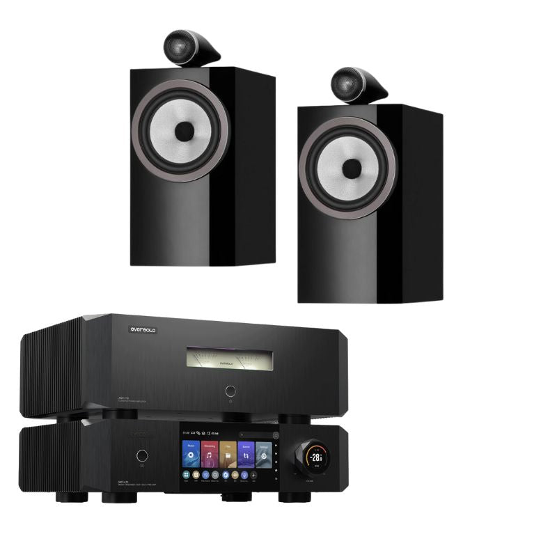 Eversolo DMP-A10 Network Audio Streamer (Black) + Eversolo AMP-F10 Power Amplifier (Black) + Bowers &Wilkins 705 S3 Bookshelf speakers - Pair (Gloss Black)