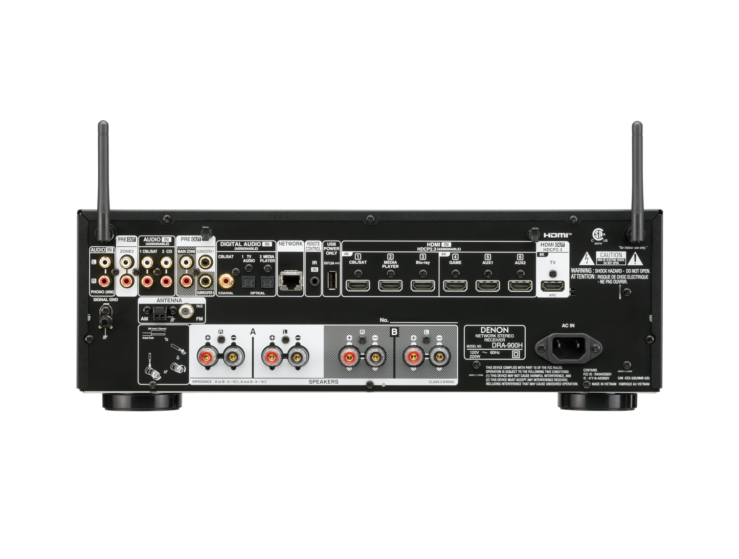 Monitor Audio Bonze 50 7G Bookshelf Speaker - Pair (Black) + Denon DRA-900H Network Receiver (Black)