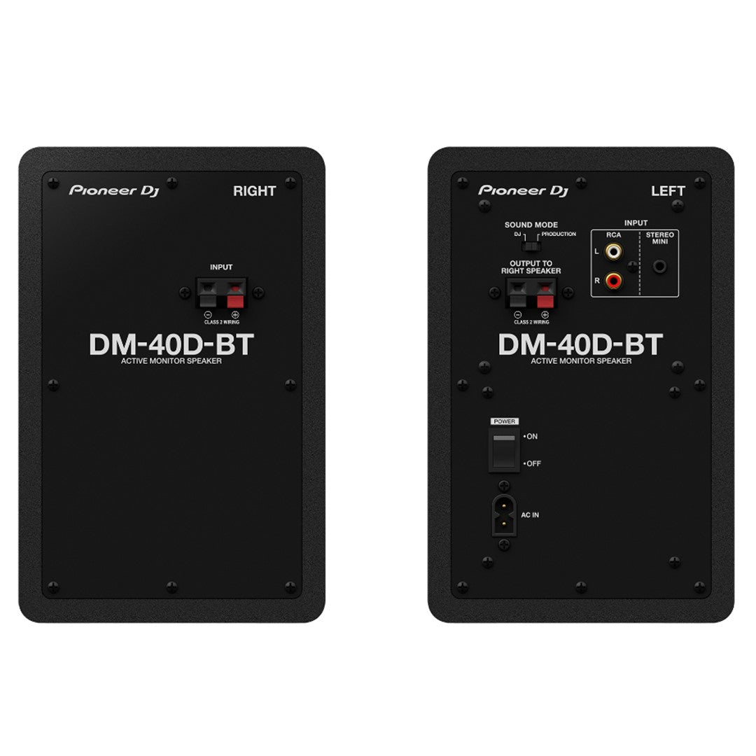 Pioneer DJ DM-40D-BT 4” Desktop Monitor System with Bluetooth - Pair (Black)
