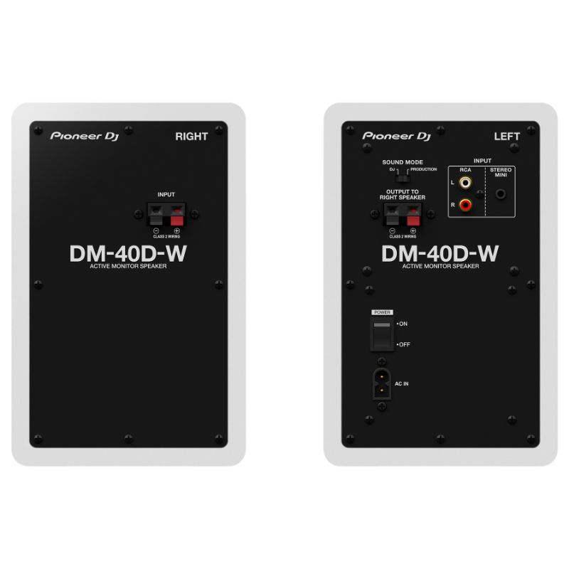 Pioneer DJ DM-40D 4" Monitor Speakers with D Class Amplifier - Pair (White)