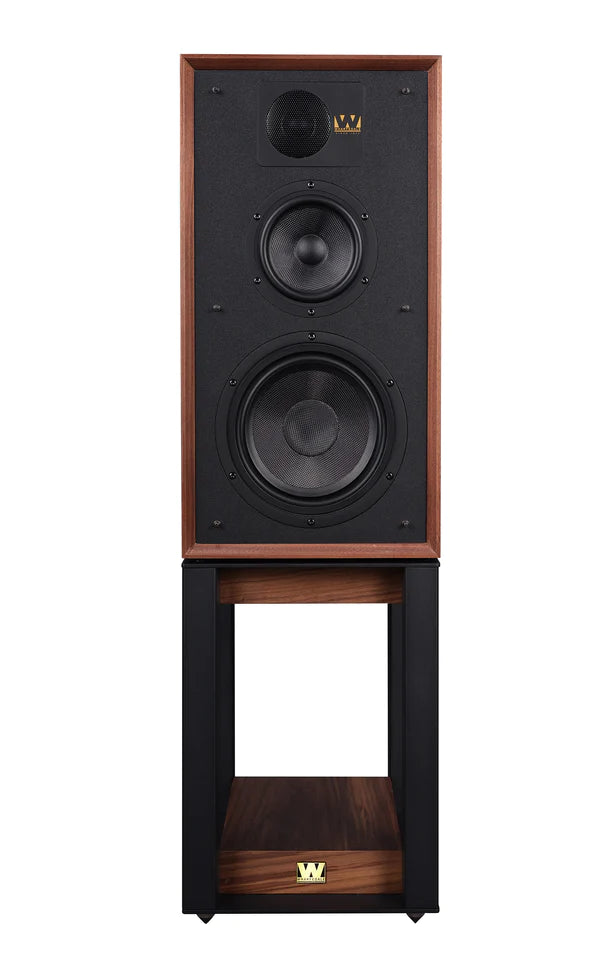 Wharfedale Linton 3-way standmount speaker with stands - pair - Mahogany
