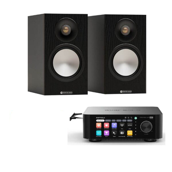 Eversolo PLAY Streaming Amplifier (Black) + Monitor Audio Bronze 50 7G Bookshelf Speakers - Pair (Black)