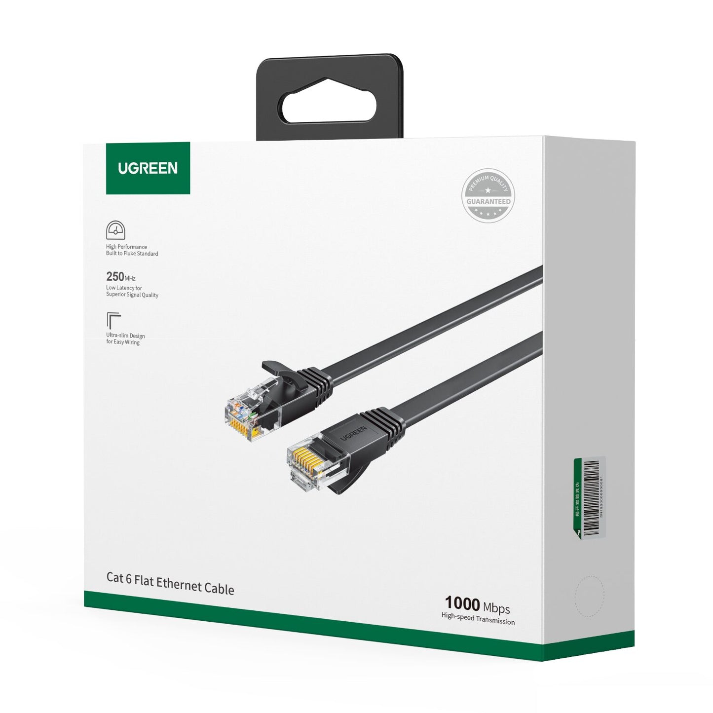 UGREEN NW102 Cat6 U/UTP Flat Ethernet Cable 30m – Black