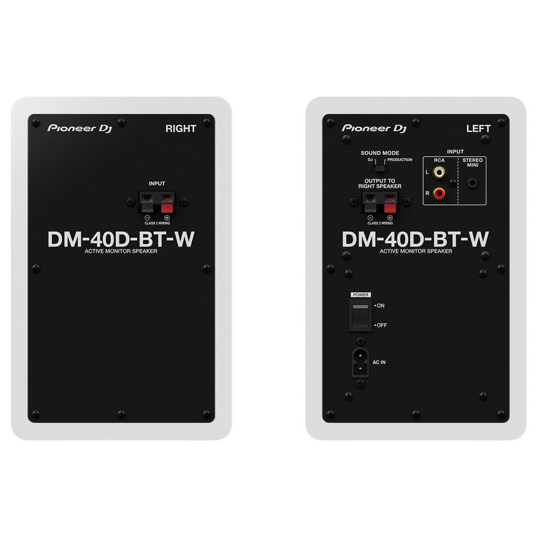 Pioneer DJ DM-40D-BT-W 4” White Desktop Monitors-Bluetooth - Pair (White)
