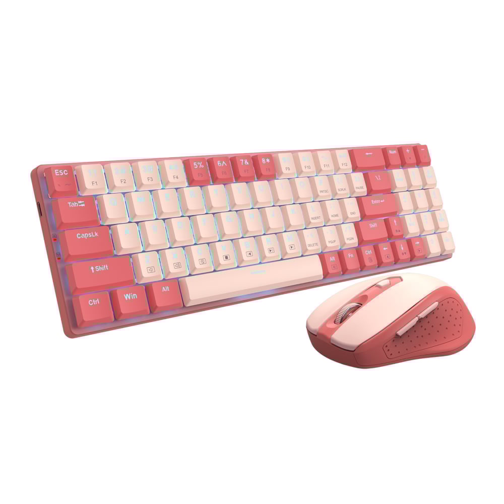 Redragon BS8772 Wireless Keyboard and Mouse Combo – Red/Pink