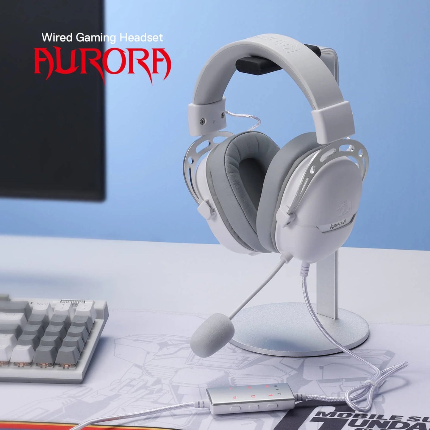 Redragon Over-Ear Aurora Gaming Headset – White