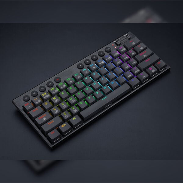 REDRAGON Horus Mini 61Key Red Switch RGB Low Profile Gaming Mechanical Keyboard – Black
