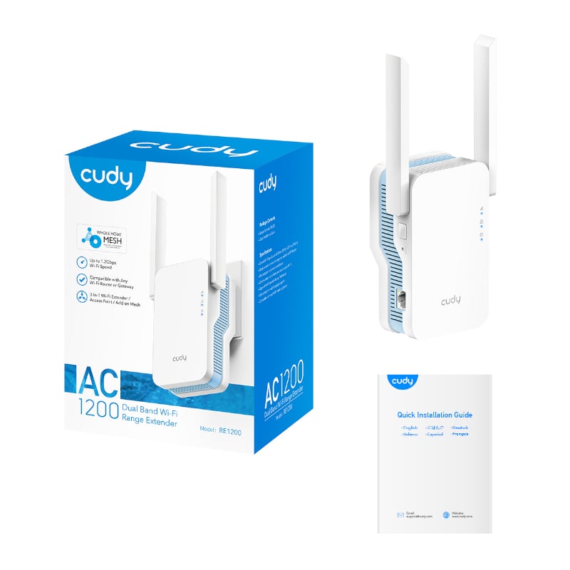 cudy AC1200 WiFi Range Extender | Wall Plug