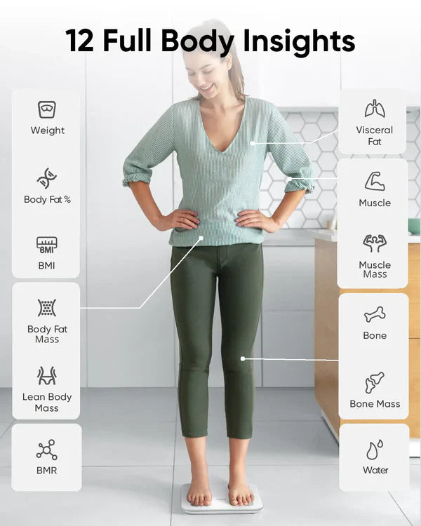 Eufy Smart Scale A1 Compact Digital Bathroom Scale with 12 Measurements - Each - White