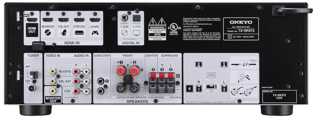 Onkyo TX-SR373 5.2-Channel A/V Receiver - Black (Open Box)