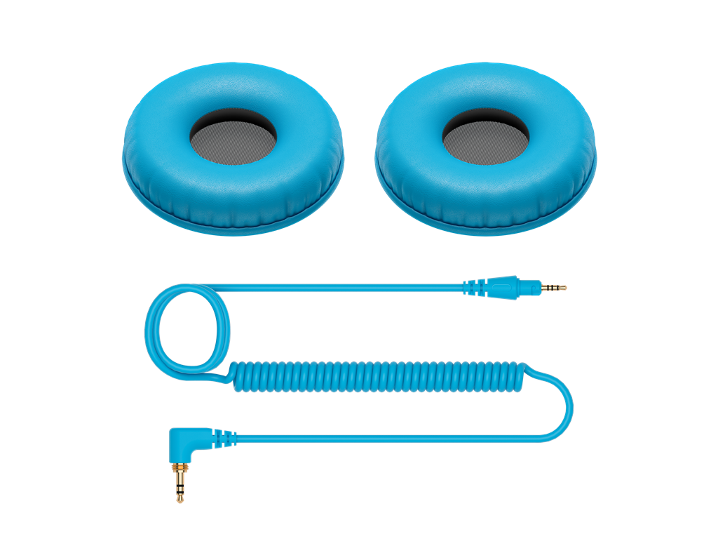 Pioneer DJ HC-CP08 Color Variation Coiled Cable and Ear Pads for HDJ-CUE1 - Blue