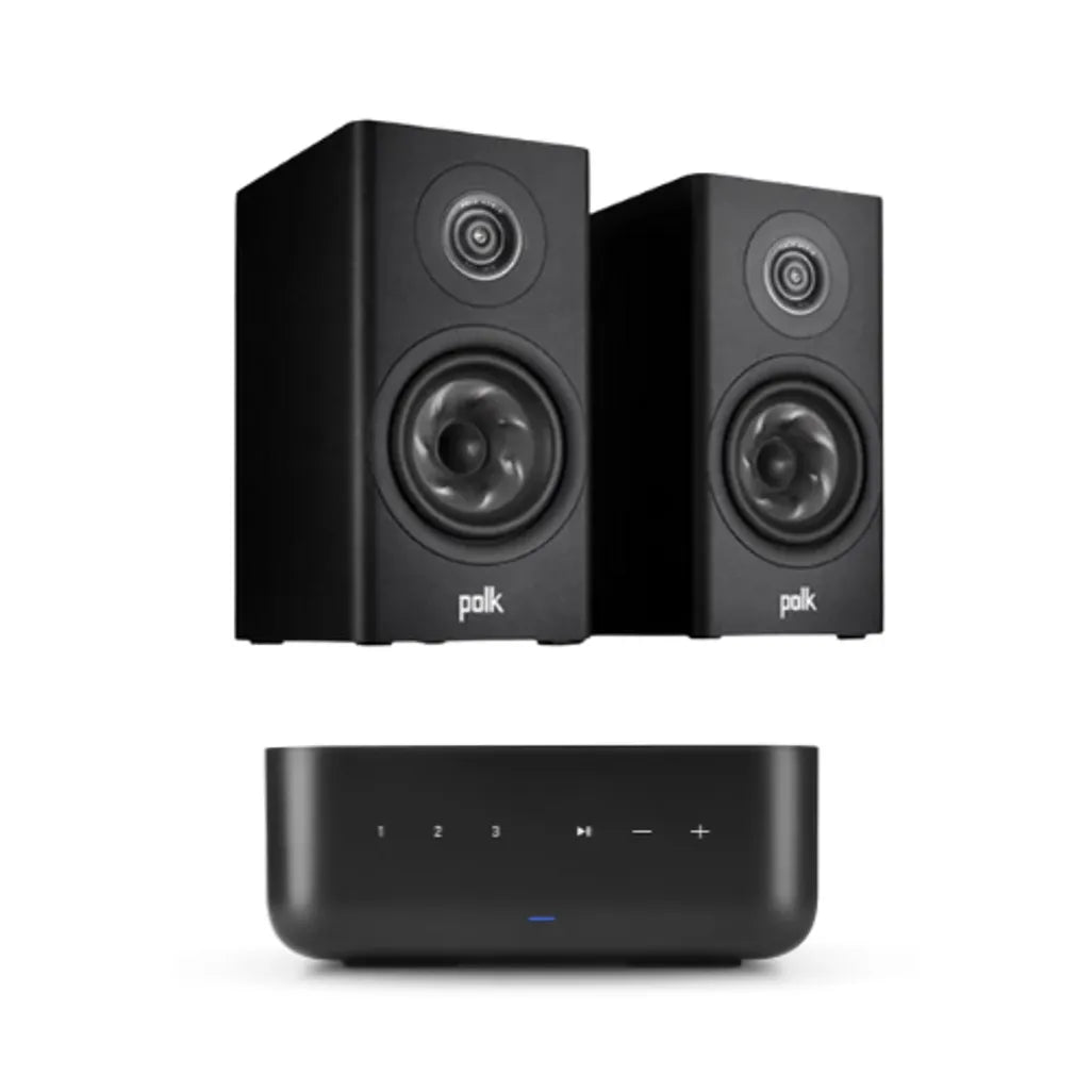 Denon Home Amp 2 Ch. 100W Amplifier (Black) + Polk Reserve R100 Bookshelf Speakers - Pair (Black)