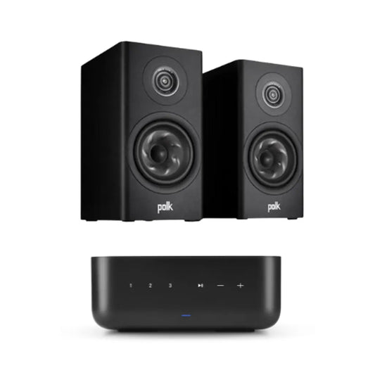 Denon Home Amp 2 Ch. 100W Amplifier (Black) + Polk Reserve R100 Bookshelf Speakers - Pair (Black)