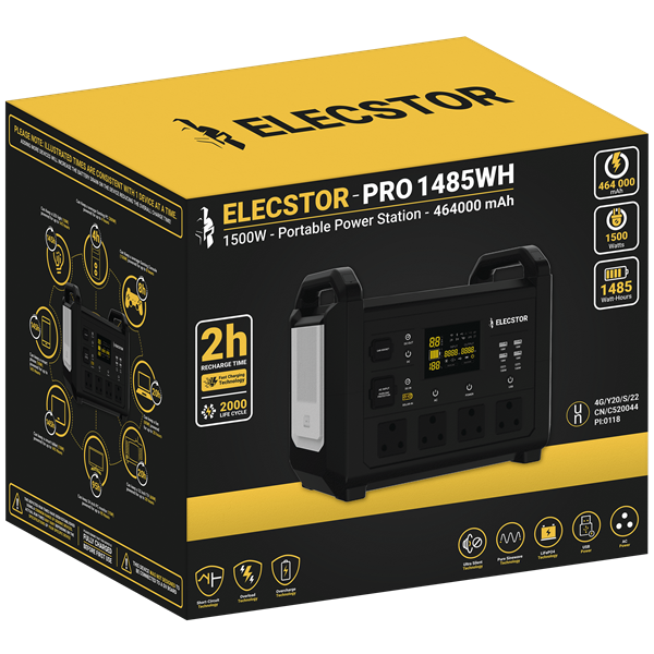 ELECSTOR 1500W PORTABLE POWER STATION 1485WH - Each