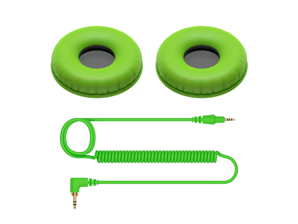 Pioneer DJ HC-CP08 Color Variation Coiled Cable and Ear Pads for HDJ-CUE1 - Green