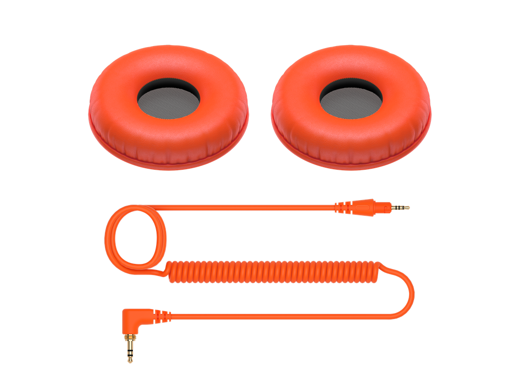 Pioneer DJ HC-CP08 Color Variation Coiled Cable and Ear Pads for HDJ-CUE1 - Orange
