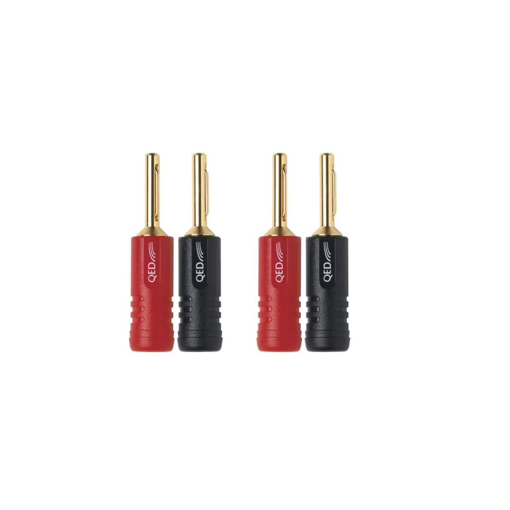 QED Screwloc Banana Plug 4mm 2 Red 2 Black