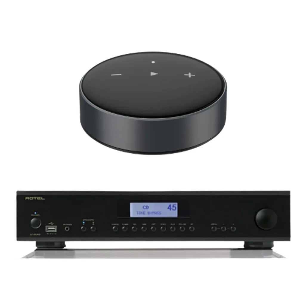 Rotel A14 MKII Stereo Integrated Amplifier (Black) + WiiM Mini Streamer - Each (Black)