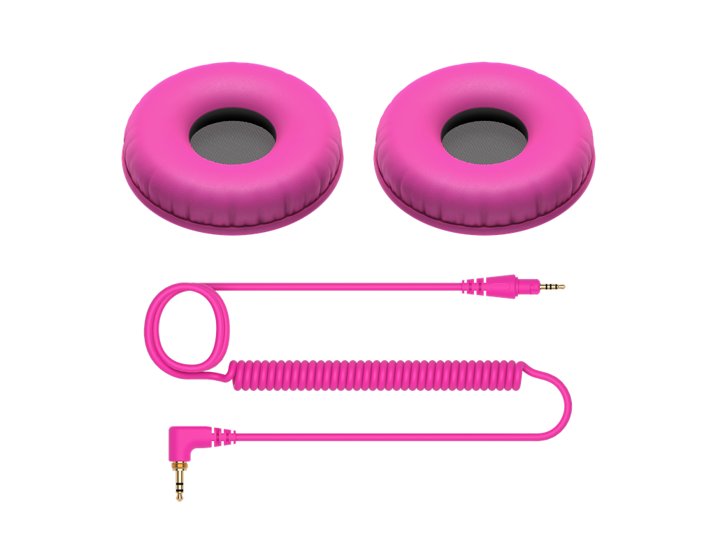 Pioneer DJ HC-CP08 Color Variation Coiled Cable and Ear Pads for HDJ-CUE1 - Pink