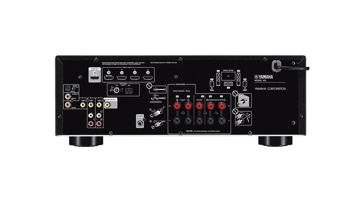Yamaha RX-V385 5.1-channel AV receiver (Black) + Yamaha NS-333 Bookshelf Speaker - Pair (Piano Black)