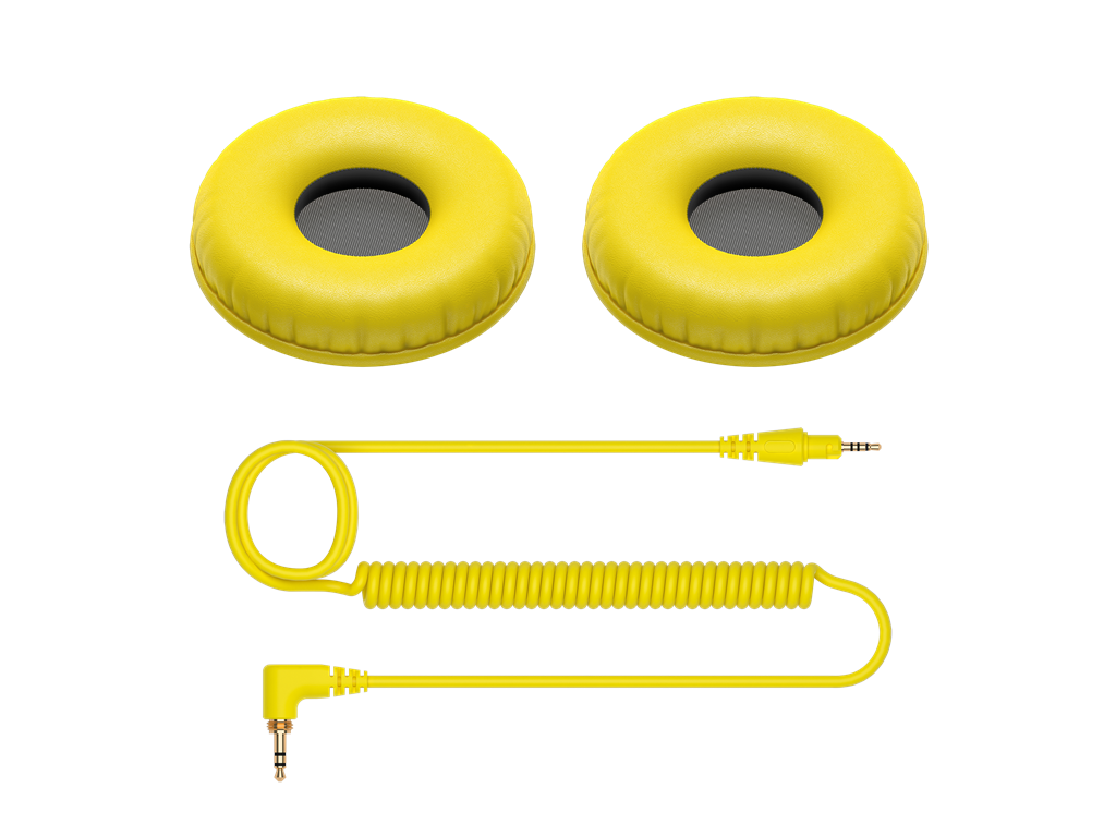 Pioneer DJ HC-CP08 Color Variation Coiled Cable and Ear Pads for HDJ-CUE1 - Yellow
