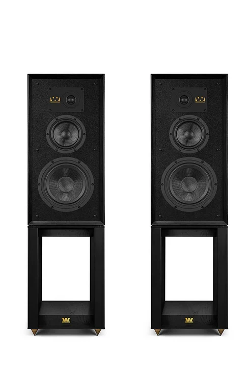 Wharfedale Super Linton Standmount   Speakers - Pair (Black) + Audiolab 9000A Integrated Amplifier (Black)