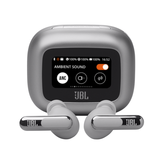 JBL Live Beam 3 True Wireless Noise-Canceling Earbuds with Stick-Closed Design and Smart Charging Case - Silver