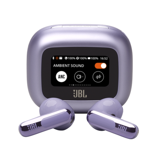 JBL Live Flex 3 True wireless noise-cancelling earbuds with open-stick design and Smart Charging Case - Purple