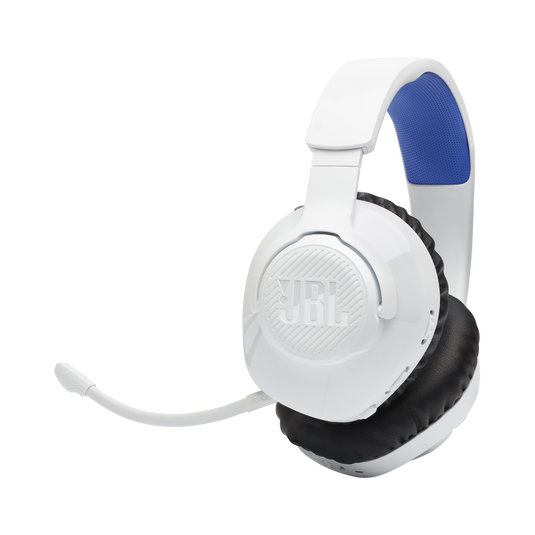 JBL Quantum 360P Console Wireless Over-Ear Console Gaming Headset with Detachable Boom Mic - White/Blue