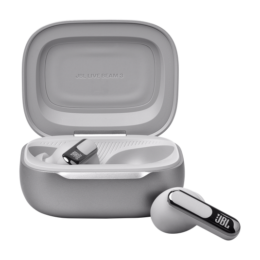 JBL Live Beam 3 True Wireless Noise-Canceling Earbuds with Stick-Closed Design and Smart Charging Case - Silver