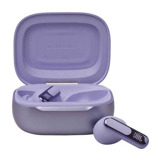 JBL Live Beam 3 True Wireless Noise-Canceling Earbuds with Stick-Closed Design and Smart Charging Case - Purple