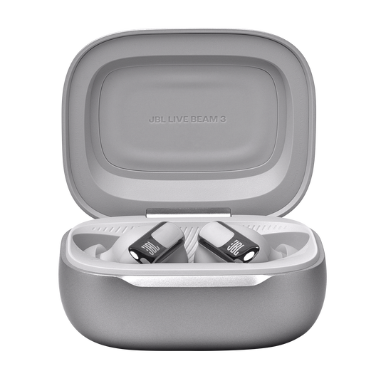 JBL Live Beam 3 True Wireless Noise-Canceling Earbuds with Stick-Closed Design and Smart Charging Case - Silver