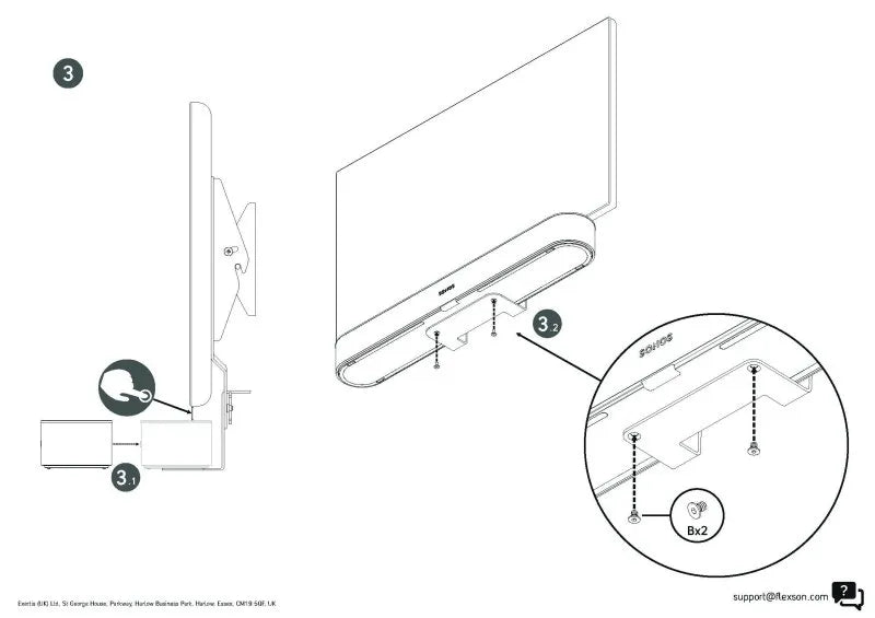 Flexson TV Mount Attachment for Sonos Beam - Each (Black)