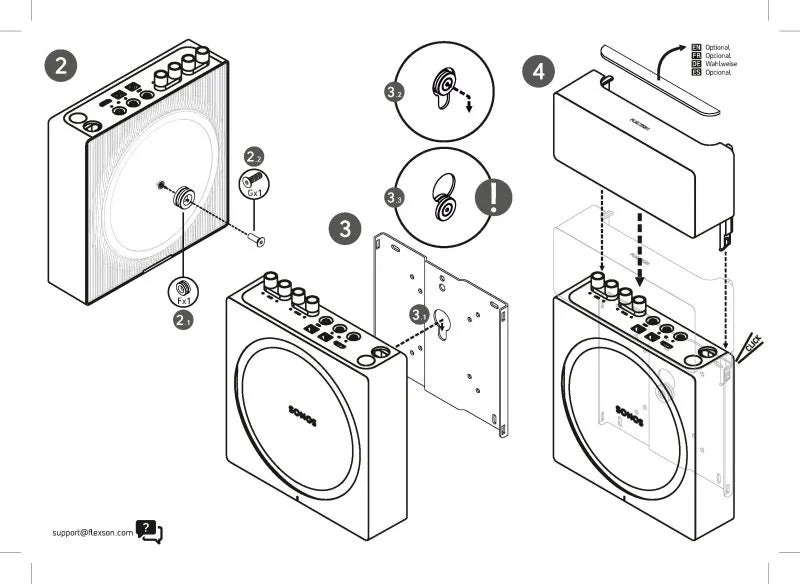 Flexson Wall Mount for SONOS Amp - Each (Black)