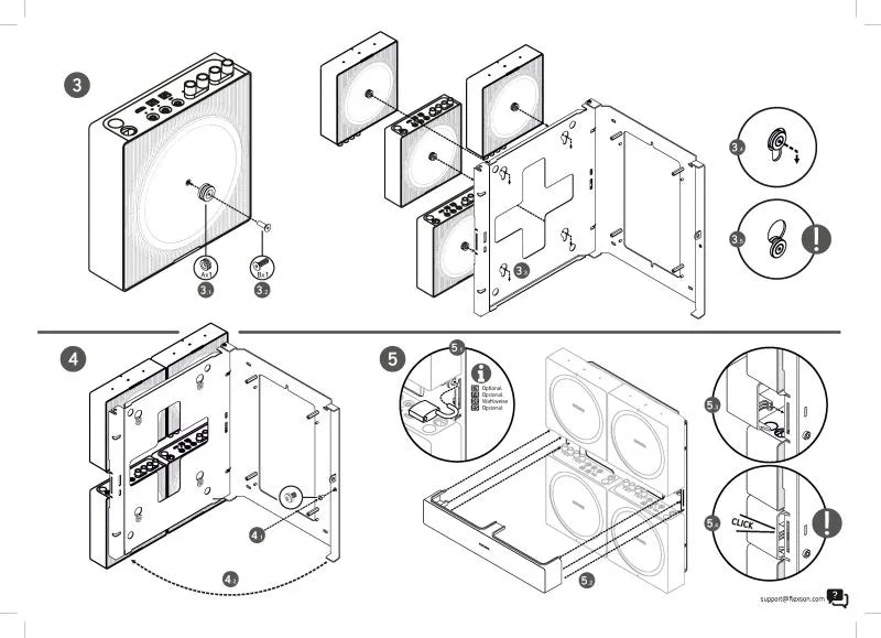 Flexson Wall Mount for 4 SONOS Amps - Each (Black)