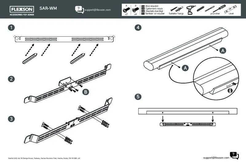 Flexson Wall Mount for SONOS Arc - Each (White)