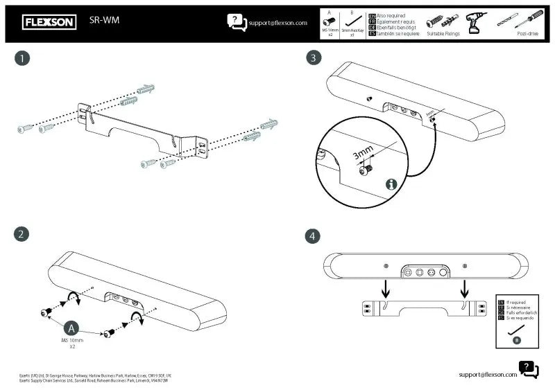 Flexson Wall Mount for Sonos Ray - Each (Black)