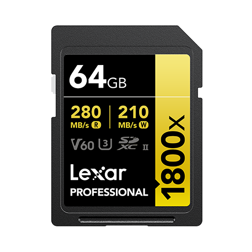 Lexar® Professional 1800x SDXC™ UHS-II Card GOLD Series