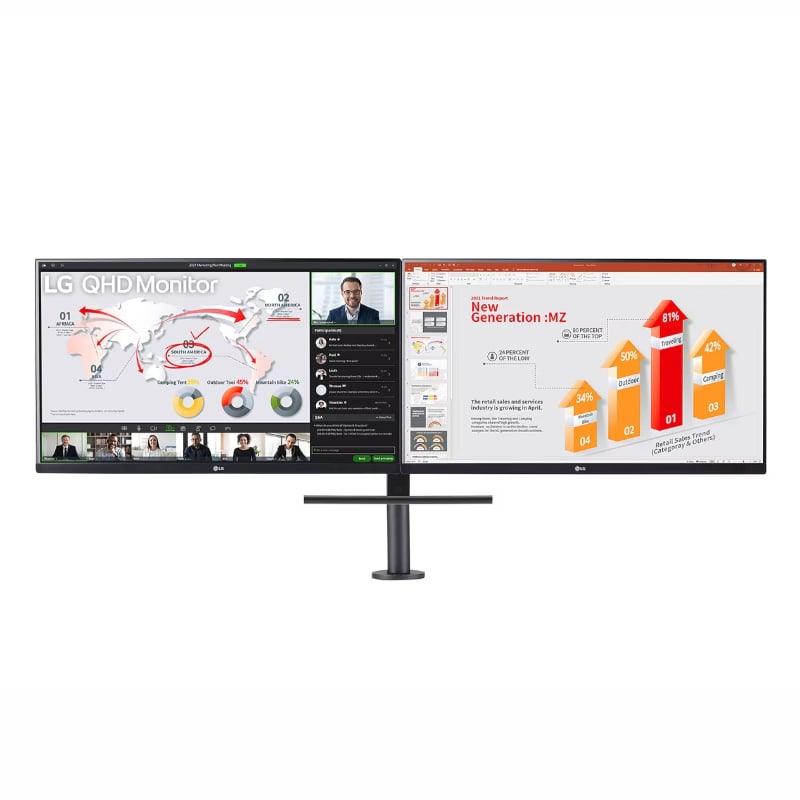 LG 27″ QHD Dual Ergo QHD Monitor with USB Type-C, Daisy Chain