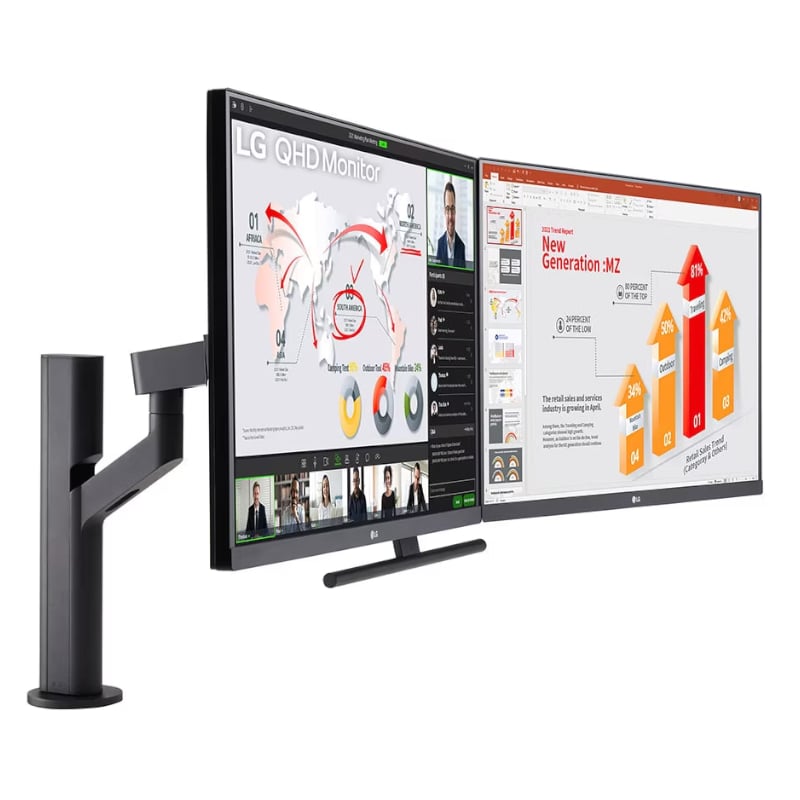 LG 27″ QHD Dual Ergo QHD Monitor with USB Type-C, Daisy Chain