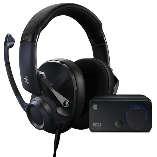 EPOS H6PRO Closed Acoustic Wired Gaming Headset with External Sound Card (Audio Bundle) - Black