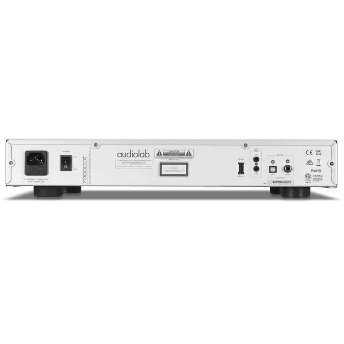 Audiolab 7000CDT CD Transport (Silver) + Audiolab 7000A Integrated Amplifier (Silver) + Wharfedale Linton 3-way standmount speaker with stands - Pair