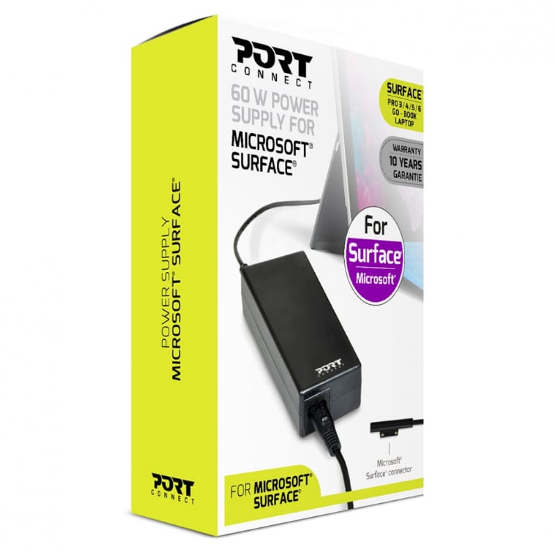 Port Connect 60W for Microsoft Surface Adapter – Black