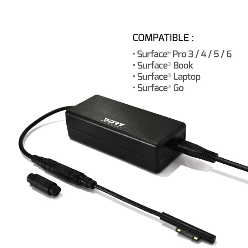 Port Connect 60W for Microsoft Surface Adapter – Black