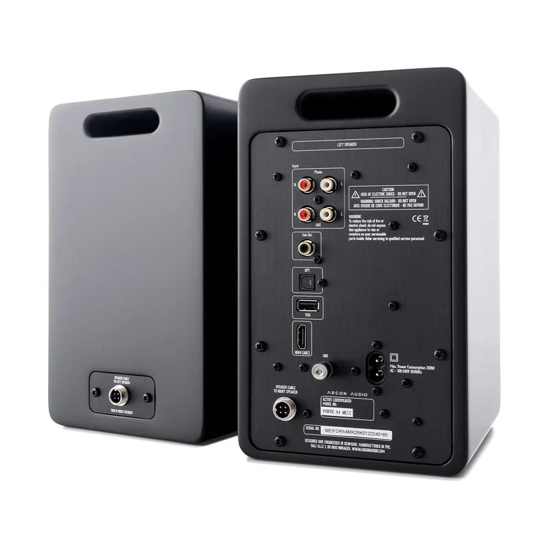 Argon Audio Forte A4 MK2 Bluetooth Active Speakers - Pair (Black) + Argon Audio TT MK2 Turntable - Black